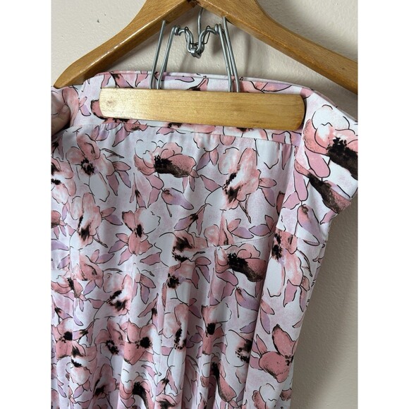 George Woman Skirt Sz 18W/20W Pink Floral Fairy Print Bloom Swing Stretch A Line - Picture 10 of 11